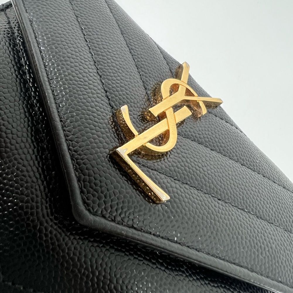Authentic Saint Laurent Matelasse Grain de Poudre Monogram Envelope Small Wallet - Picture 9 of 10